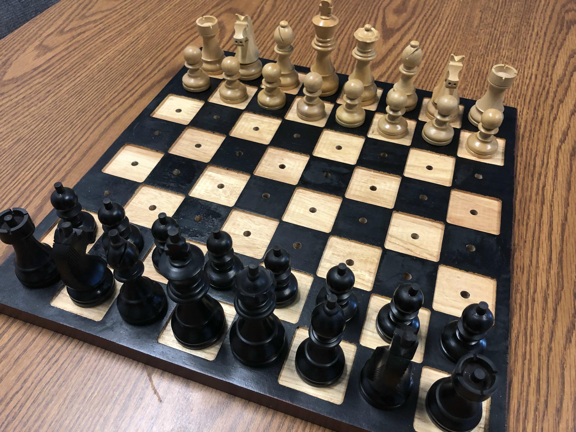 Wooden Chess Set for the Blind 3.75 inch King
